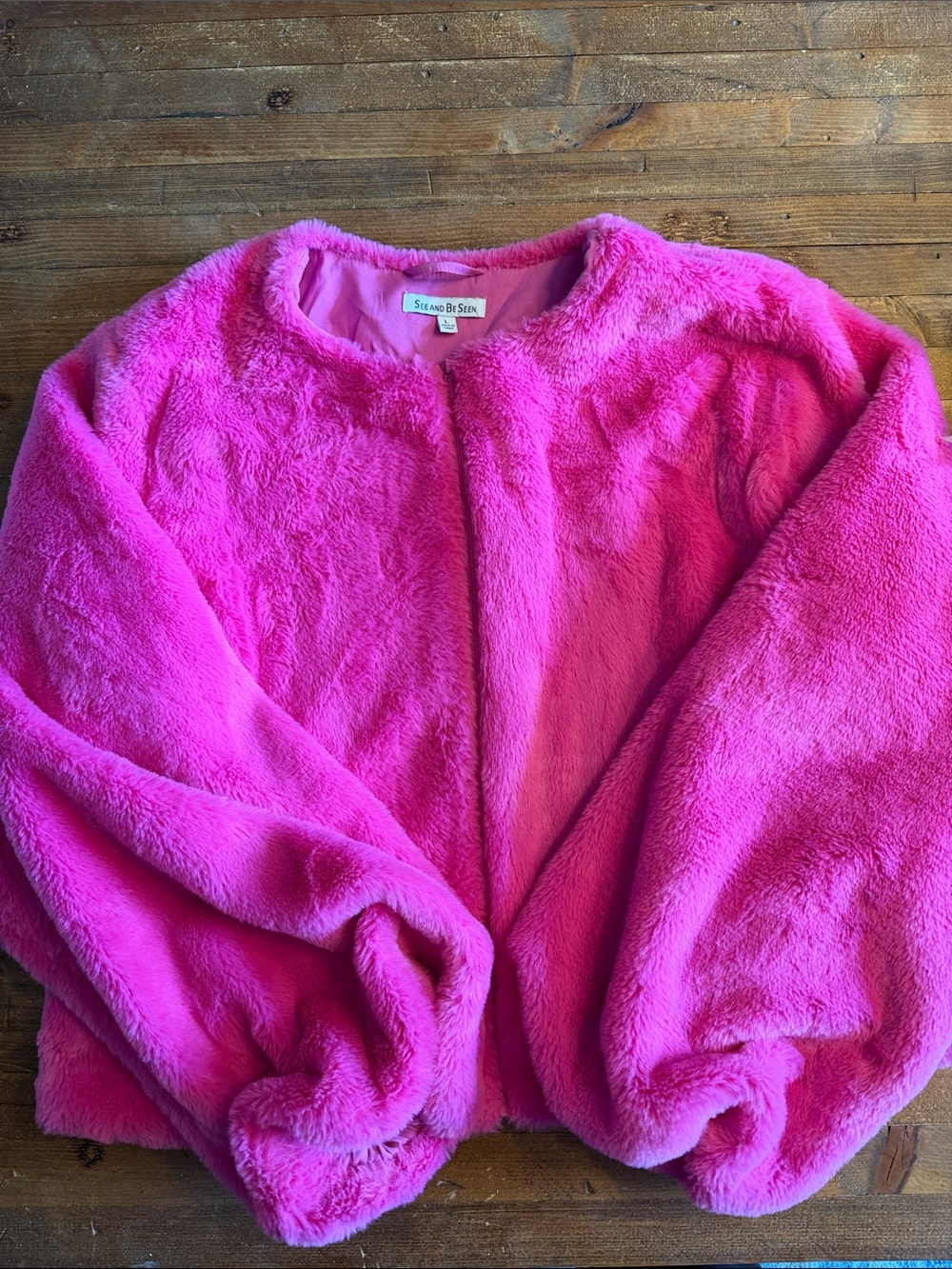 Solemne By Seven Plush Hot Pink Teddy Jacket